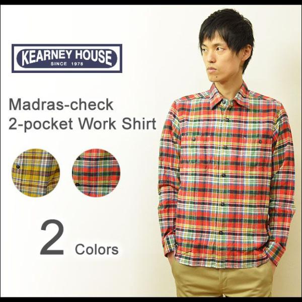 KEARNEY HOUSE（カーニーハウス） マドラスチェック フランネルシャツ メンズ チェックシ...