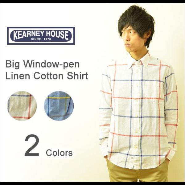 KEARNEY HOUSE（カーニーハウス） ビッグ ウインドウペンチェック リネンコットンシャツ ...