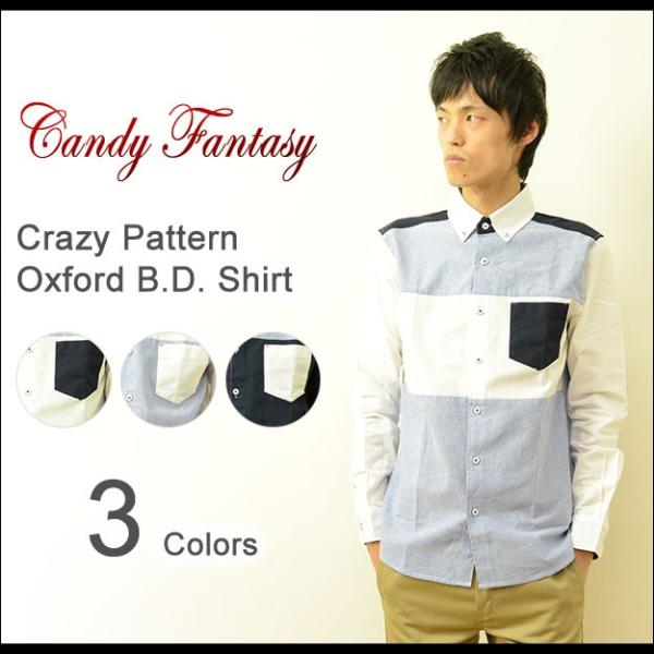 Candy Fantasy（キャンディファンタジー） クレイジー切り替え オックスフォードシャツ メ...
