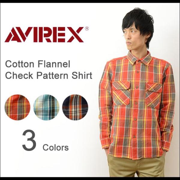 AVIREX アヴィレックス コットン フランネル チェック 柄 長袖 シャツ メンズ ネルシャツ ...
