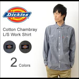 Dickies ディッキーズ コットン シャンブレー 長袖 ワーク シャツ メンズ 無地 薄手 定番 ブランド ロゴ タグ タブ シンプル 大きいサイズ 143M20WD22｜robinjeansbug