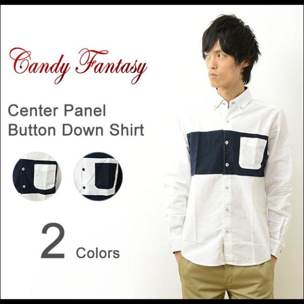 Candy Fantasy キャンディファンタジー センター パネル 切替 ボタンダウン シャツ メ...