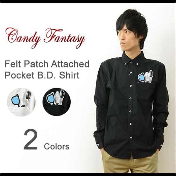 Candy Fantasy キャンディファンタジー フェルト ワッペン ポケット ボタンダウン シャ...