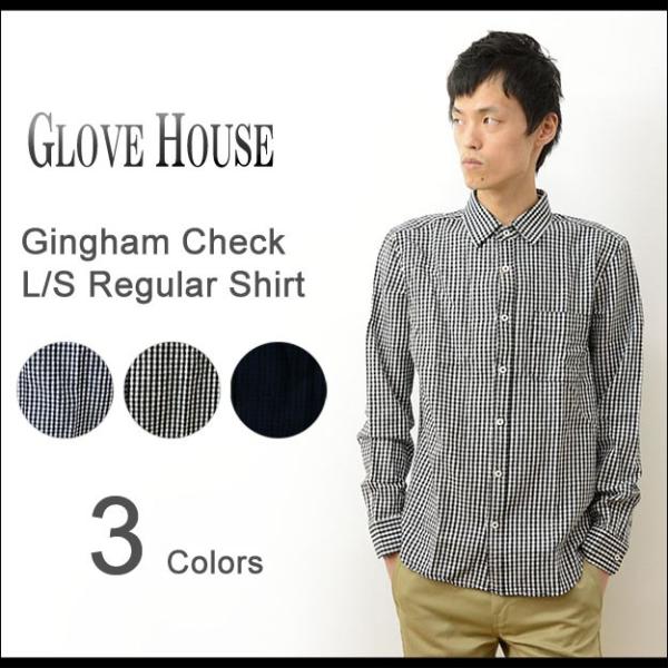 GLOVE HOUSE グローブハウス ギンガム チェック 長袖 レギュラー シャツ メンズ ライト...