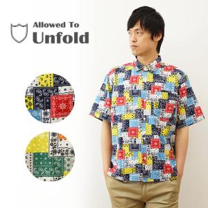 Allowed to Unfold アンフォールド バンダナ柄 半袖 レギュラー カラー シャツ ペイズリー柄 メンズ レディース ストリート カジュアル アメカジ 0701-13129｜robinjeansbug