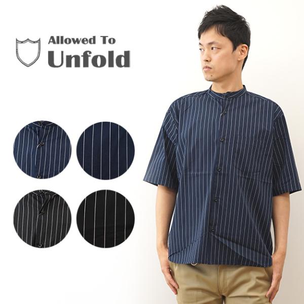 シャツ メンズ 半袖 Allowed to Unfold アロウドトゥアンフォールド ストライプ バ...