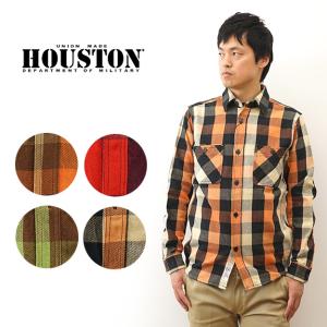 HOUSTON ヒューストン 半袖 シャツ オンブレ チェック メンズ