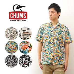 CHUMS チャムス チャムロハ シャツ メンズ レディース アロハシャツ 半袖 総柄 大きいサイズ オーバーサイズ ビッグシルエット アウトドア キャンプ CH02-1105Z
