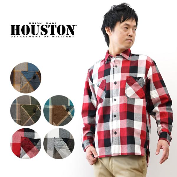 HOUSTON ヒューストン チェック ビエラ シャツ ネルシャツ メンズ 長袖 綿100% 厚手 ...