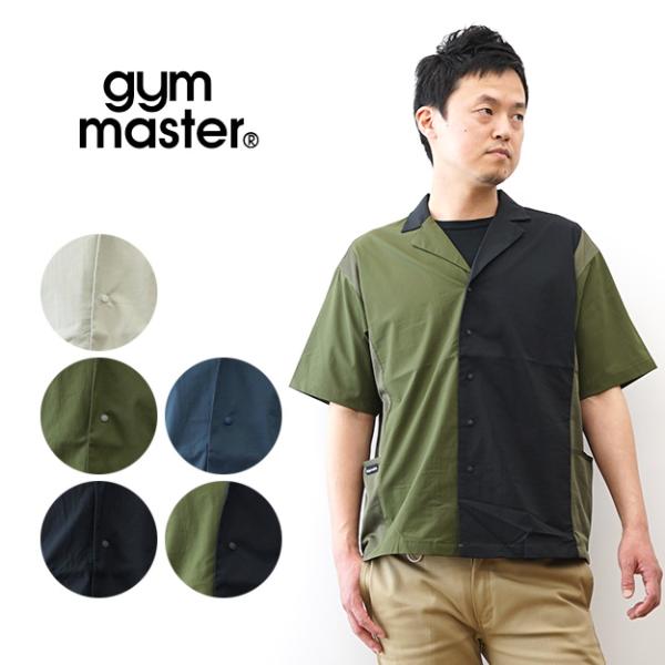 gym master ジムマスター マイクロリップ メッシュ 切り替え 半袖シャツ オープンカラーシ...