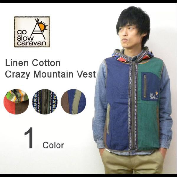 go slow caravan（ゴースローキャラバン） リネンコットン素材 フード付き クレイジー配...
