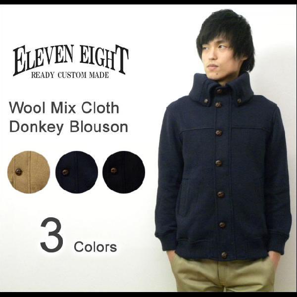 ELEVEN EIGHT（イレブンエイト） ウール混紡ストレッチ素材 ドンキー襟 ブルゾン 裏マリン...