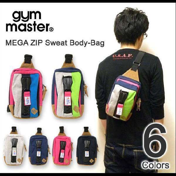 gym master（ジムマスター） メガジップ スウェット地 ボディバッグ 斜め掛けバッグ ショル...