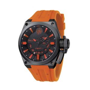 バラスト BALLAST 腕時計 ＢＬ−３１０８−０Ａ ＧＭＴ swiss Ｐａｒｔｓ Quarts メンズ ４６mm Ｂlack Dial オレンジシリコンベルト ［正規輸入品］｜robinson