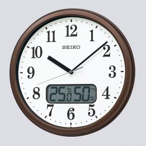 セイコー クロック 掛け時計 茶メタリック 直径31cm 電波 アナログ 温度 湿度 表示 KX244B