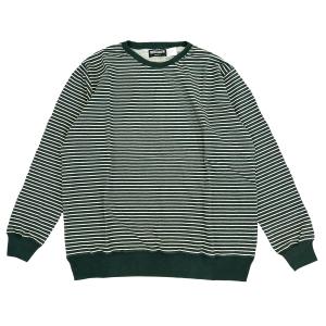 COLUMBIA KNIT　STRIPE SWEAT SHIRTS　コロンビアニット　ダークグリーン　ストライプ ボーダー スウェット MADE IN USA 　XXL｜robles-store