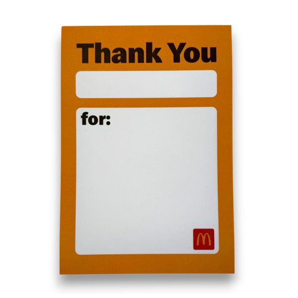 McDonald's　ThankYou Post-it　マクドナルド　メモ帳　ポストイット　企業　オ...
