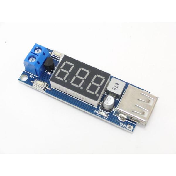 USB出力DCDC降圧型コンバーター(DC4.5-40V, 5V 2A, 電圧計付)