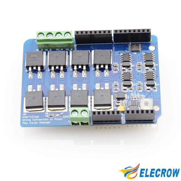 デュアルチャンネルHブリッジモータシールド（8A, 6-22V, ArduinoUNO)