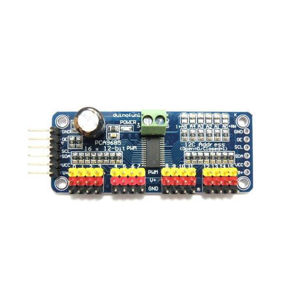 16チャンネル12bit PWMサーボドライバ（I2C, PCA9685, Arduino)