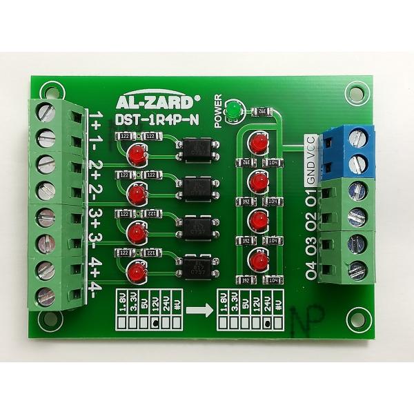 12V→24V絶縁型レベル変換ボード（4回路NPN）DST-1R4P-N