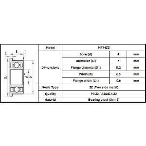 MF74ZZ ベアリング(フランジ付)内径:4...の詳細画像1