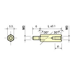 アルミスペーサーM3/8mmオネジメネジ(BS...の詳細画像1