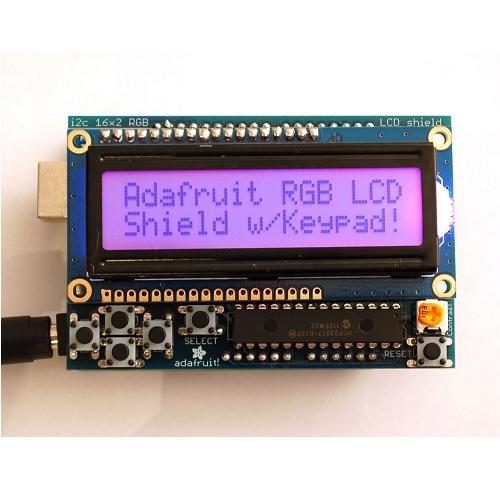 I2C接続のLCDシールドキット(RGBバックライト・黒文字)
