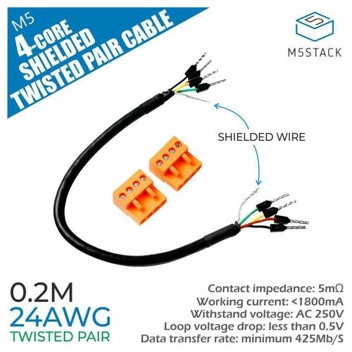 24AWG 4芯シールドツイストペアケーブル 20cm