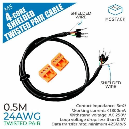 24AWG 4芯シールドツイストペアケーブル  50cm