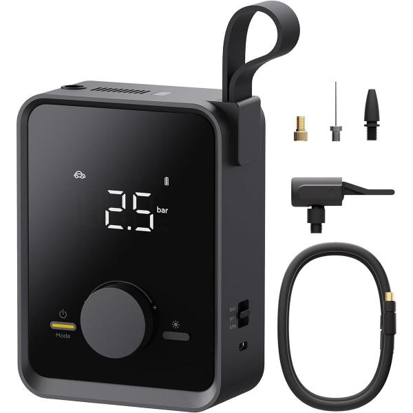 HOTO エアポンプ Pro 12V 電動 空気入れ 充電式 圧力測定 入れすぎ防止 自動停止 LE...