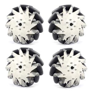 203mmステンレスメカナムホイール(ラバーロール)4個セット (14151) [台車・タイヤ]