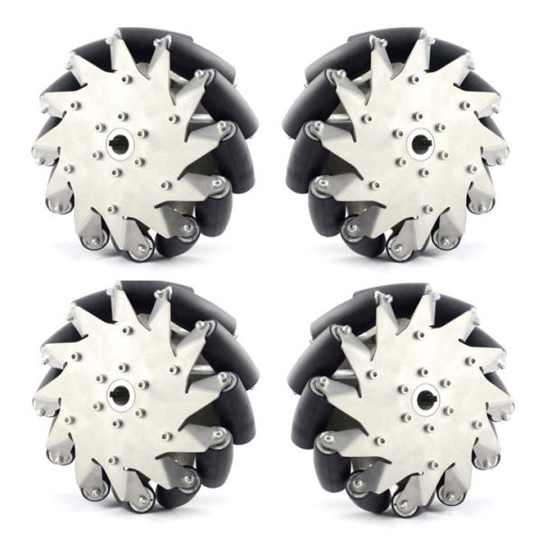 203mmステンレスメカナムホイール(ラバーロール)4個セット (14151) [台車・タイヤ]