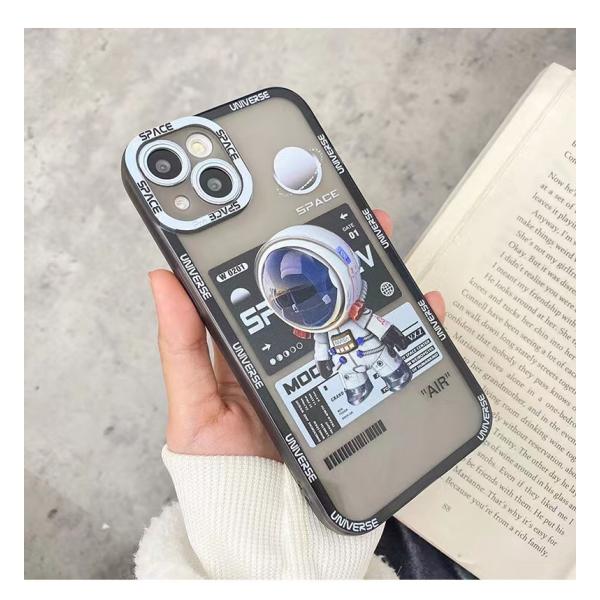 (ホワイト)iphone14pro 宇宙人ケータイケース スマホ ストラップホール付き 耐衝撃 指紋...