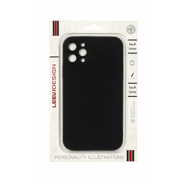 iPhone 12 Pro Max用 ガラスフィルム付き ソフトケースセット ブラック LEEU D...
