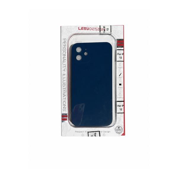 iPhone 12用 ガラスフィルム付き ソフトケースセット ブルー LEEU DESIGN