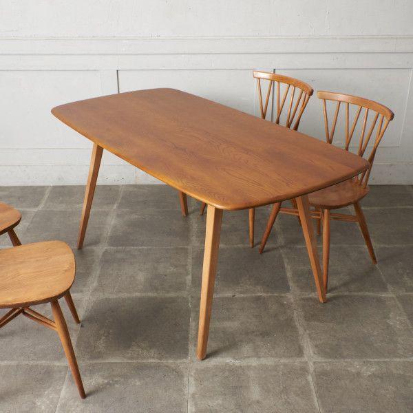 IZ70162F★レア Ercol プランクテーブル エルム アーコール ダイニングテーブル 英国 ...