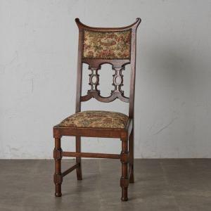 か97 英国アンティークなハイバックチェア マホガニーらしい木製ダイニングチェア IZ82615N☆張替済 英国 アンティーク エドワーディアン ダイニング