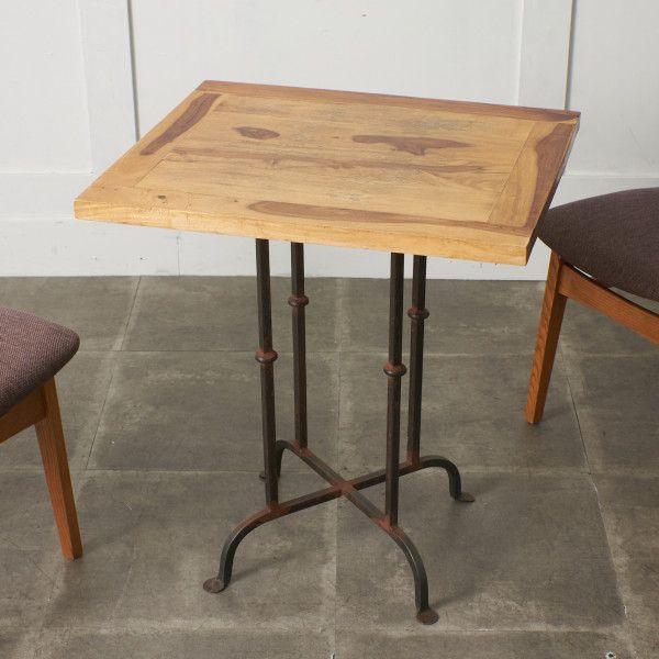 IZ91525F★アジアン ヴィンテージ スタイル カフェテーブル 無垢材 アイアン 鉄脚 ダイニン...