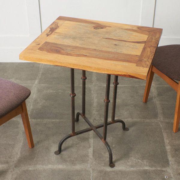 IZ91527F★アジアン ヴィンテージ スタイル カフェテーブル 無垢材 アイアン 鉄脚 ダイニン...