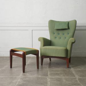 2点セット Fritz Hansen ラウンジチェア オットマン 北欧 デンマーク ヴィンテージ フリッツハンセン 1人掛け シングル ソファ 81169