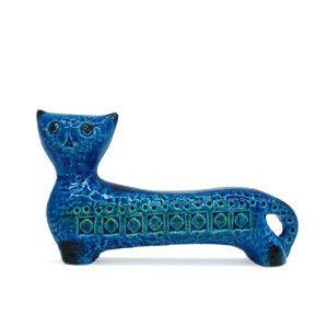 イタリア製 輸入雑貨 ネコ ねこ 猫 置物 オブジェ ブルー Bitossi