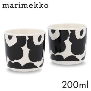 マリメッコ ウニッコ コーヒーカップ 200ml 取っ手無 2個セット ホワイト×ブラック Marimekko Unikko セット ペア 食器 北欧｜rocco-shop
