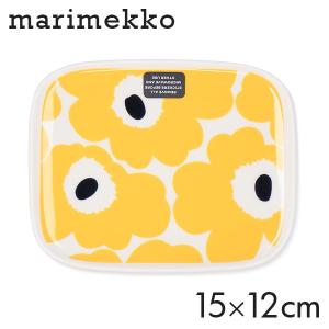 マリメッコ ウニッコ プレート 15×12cm ホワイト×イエロー×ダークブルー Marimekko Unikko ディッシュ 皿 お皿 食器｜rocco-shop