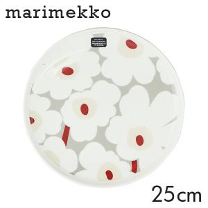 Marimekko マリメッコ Unikko ウニッコ お皿 プレート 25cm ホワイト×ライトグレー×レッド×イエロー ディッシュ 皿 食器｜rocco-shop