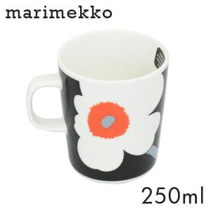 Marimekko マリメッコ Unikko 60th ウニッコ マグ マグカップ 250ml ホワイト×ブラック×オレンジ コップ カップ 食器｜rocco-shop