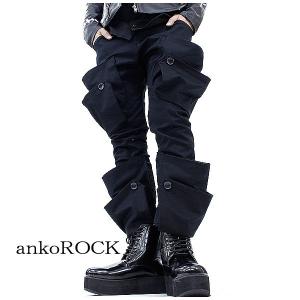 スキニーパンツ メンズ カーゴパンツ レディース カーゴ スキニー ミリタリーパンツ 黒 ブラック ankoROCK アンコロック
