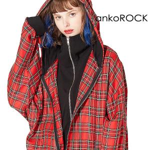 ankoROCK アンコロック ジップアップパーカーメンズ ジップパーカー レディース ユニセックス チェック柄 無地 スウェット ビッグシルエット