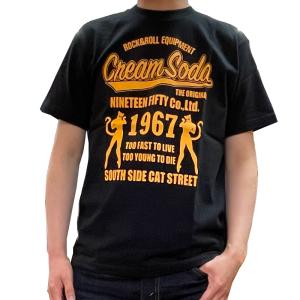 クリームソーダ CREAM SODA CS1967ダブル立ちネコTシャツBLACK PD15T-03BLACK【メール便発送可】