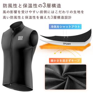 サイクルベスト 秋冬 裏起毛 フリース サイク...の詳細画像4